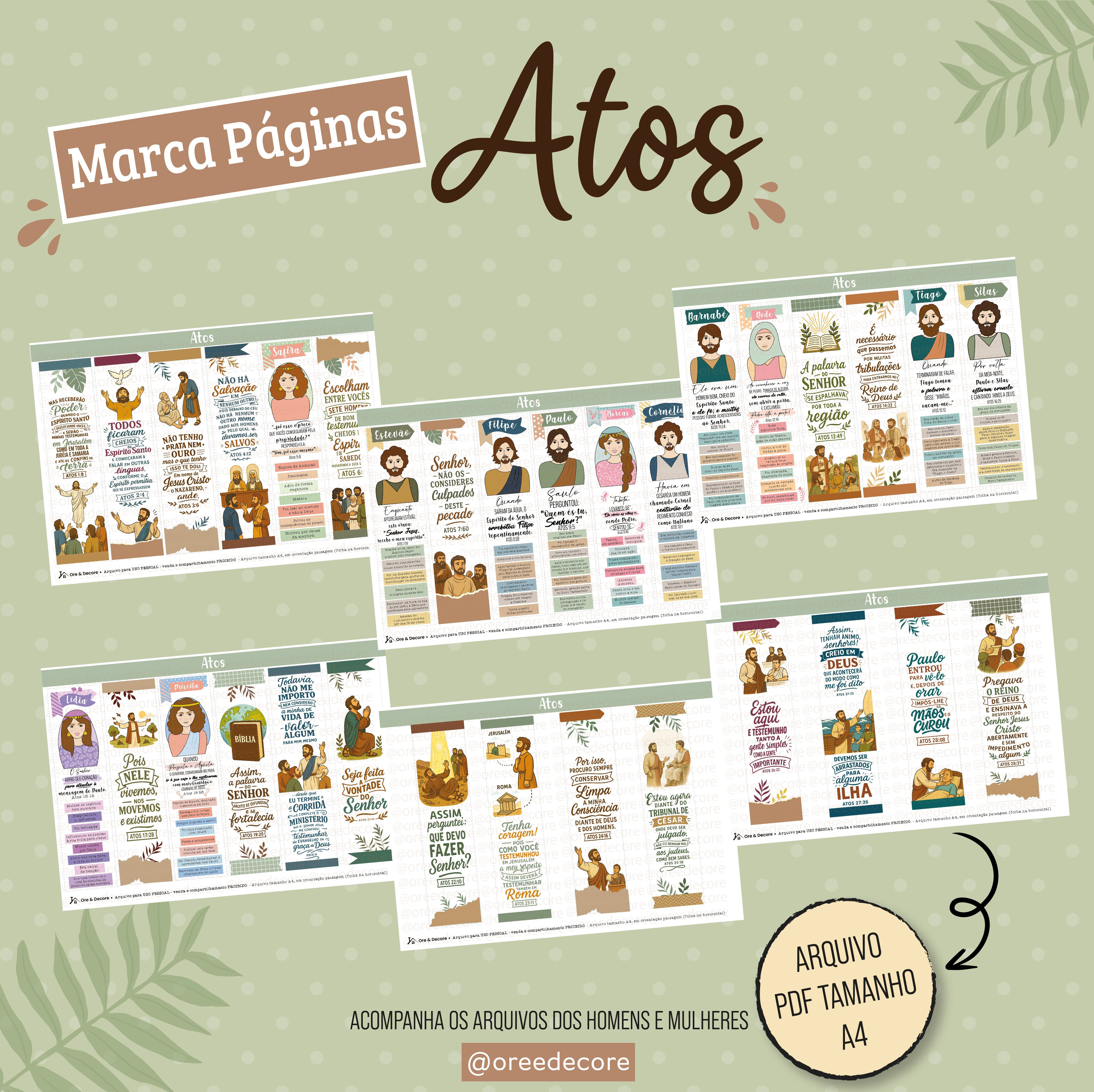 Arquivo Digital PDF - Marca Páginas de Atos + homens e mulheres