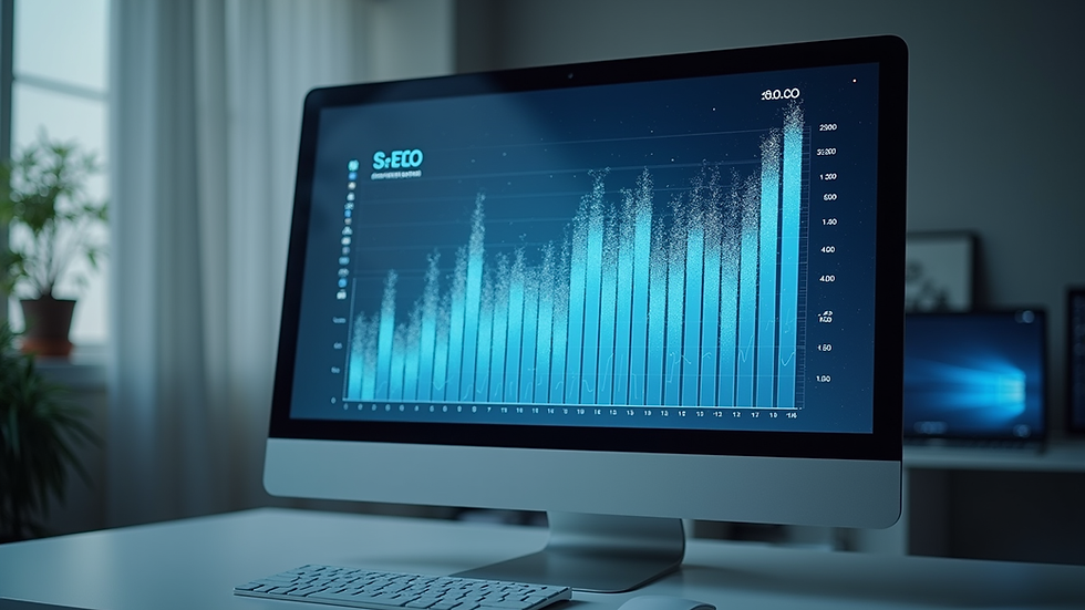 Vue rapprochée d’un écran affichant des graphiques de performance SEO et SEA