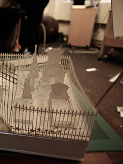 Another view of the paper graveyard diorama from The Paper Architect, by Studio McGuire - Davy and Kristin McGuire.