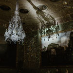 The chandelier illuminated like an animated disco ball at Harewood House, part of "A Night At The Mansion" magical visitor experience, created by Studio McGuire - Davy and Kristin McGuire.