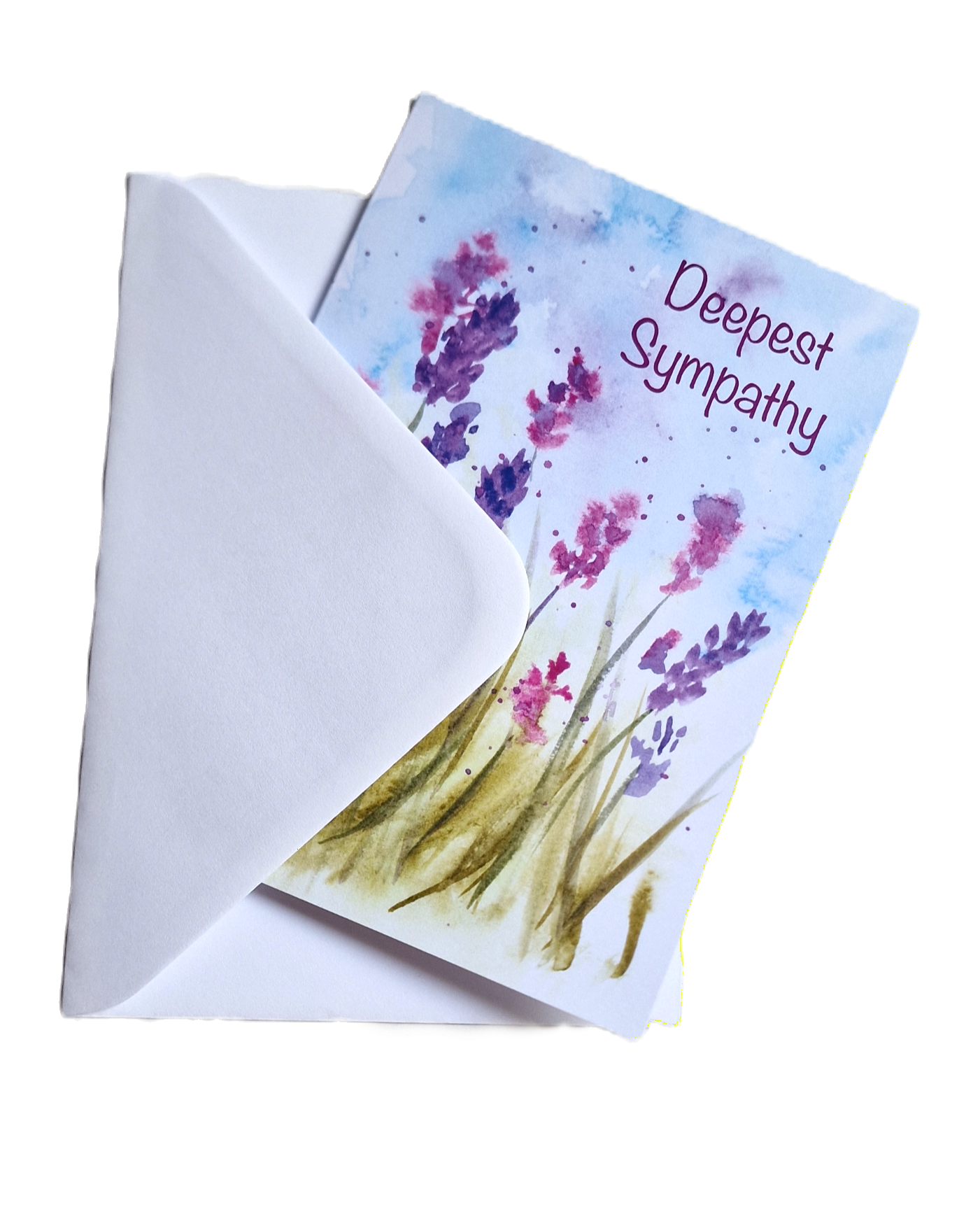 Deepest Sympathy Card – Hand-Painted Lavender Flowers (5"x7")