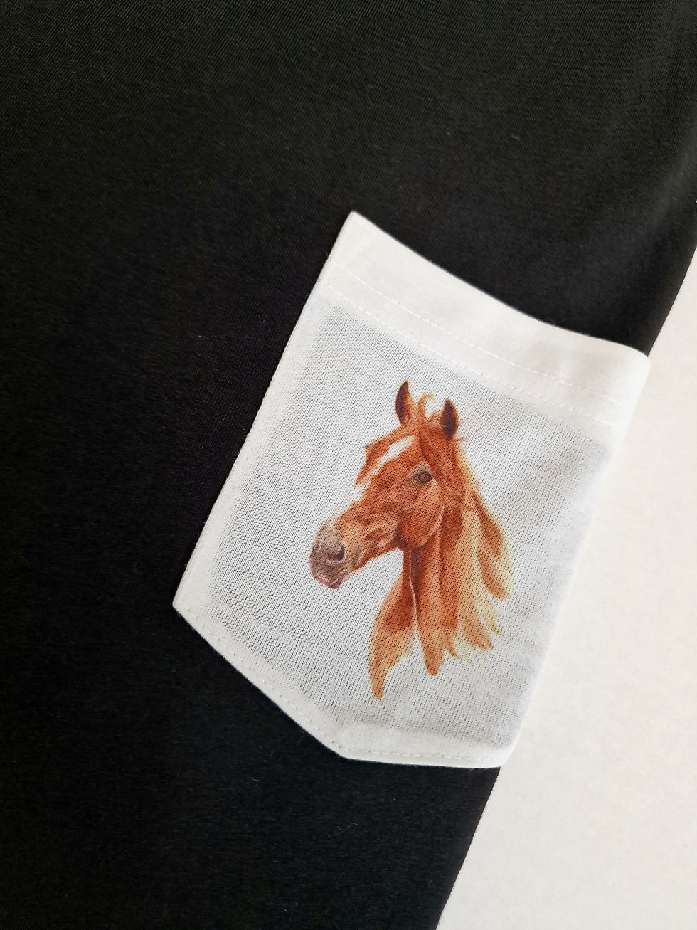Thumbnail: Adult Unisex Horse Art Printed Pocket T-Shirts