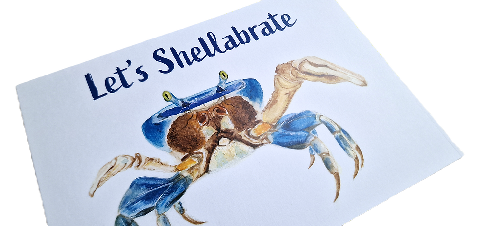Thumbnail: Funny Crab Greeting Card – “Let’s Shellabrate” – Humorous Card, Birthdays
