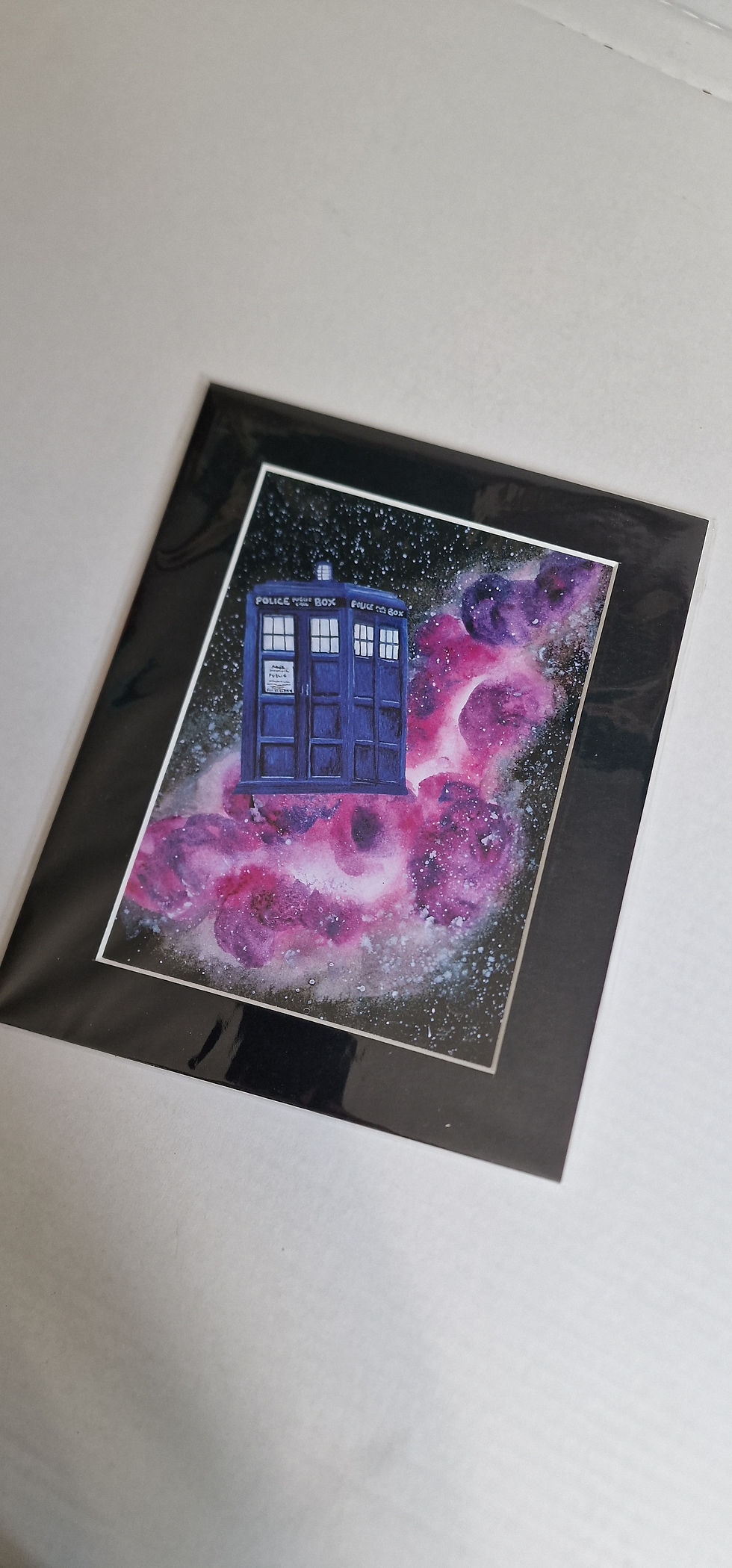 Thumbnail: Original Watercolour Tardis in Nebula Painting