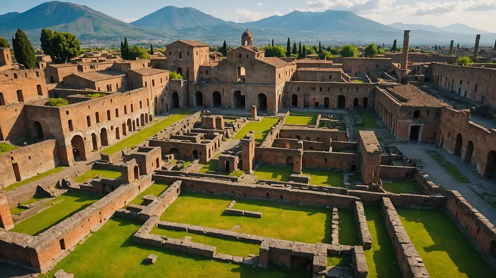 High angle view of the ancient ruins of Pompeii