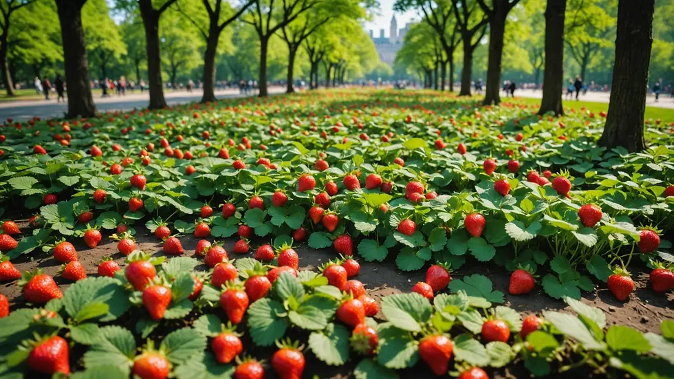 Eye-level view of serene Strawberry Fields in Central Park
