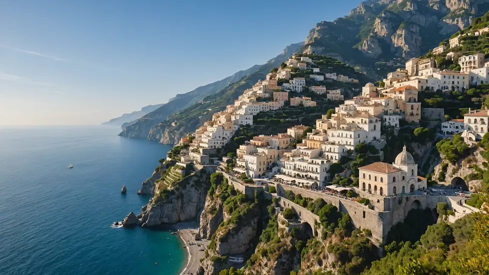 Eye-level view of the Amalfi Coast cliffside