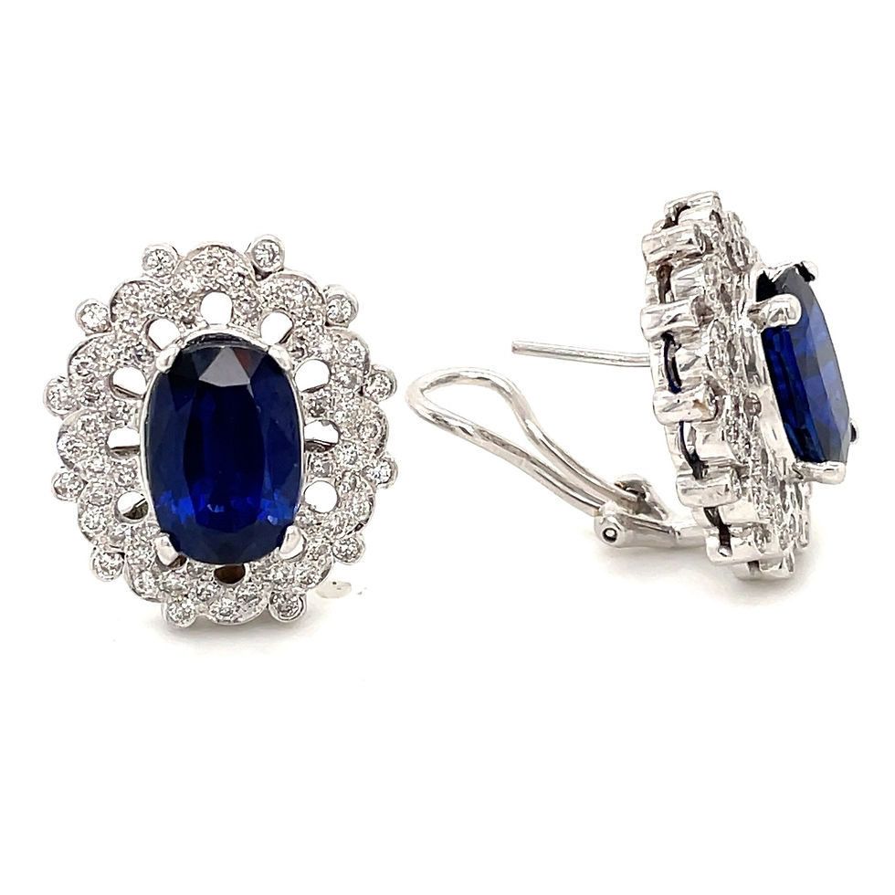 Thumbnail: Oval sapphire and diamond earrings in PLATINUM