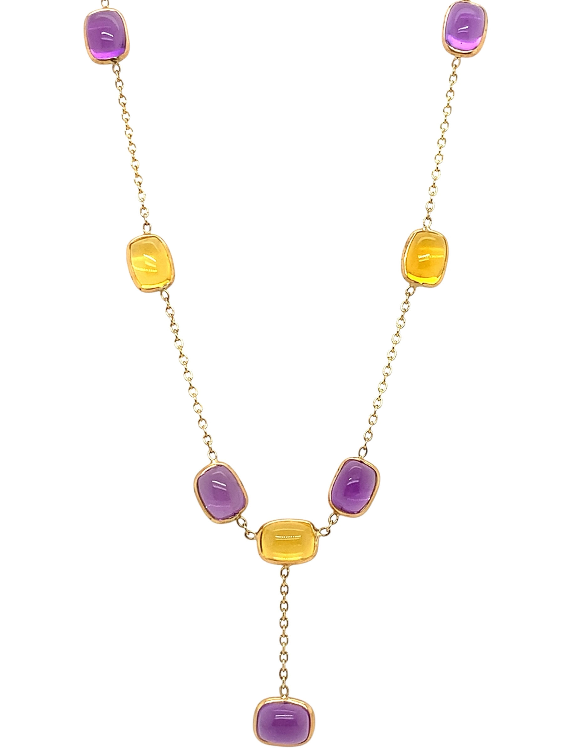 Cabochon Amethyst and Citrine Necklace 