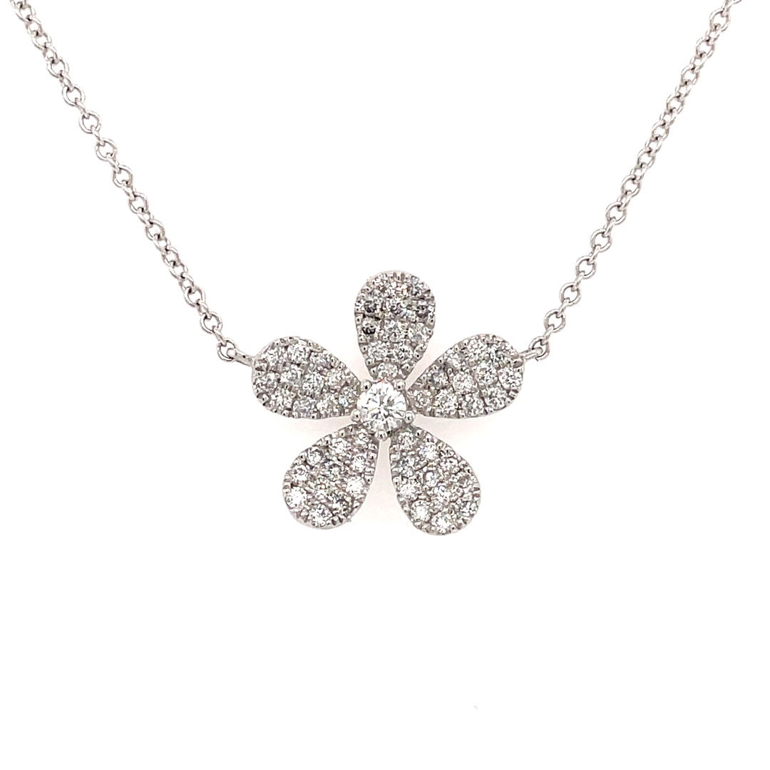Yellow Gold Pave Diamond Daisy Pendant