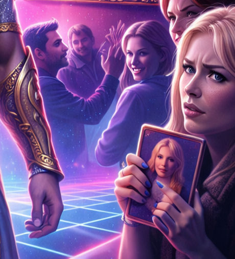 AhComfy, clutching her blonde selfie after seeing a glorious black-haired warrior enter the room.