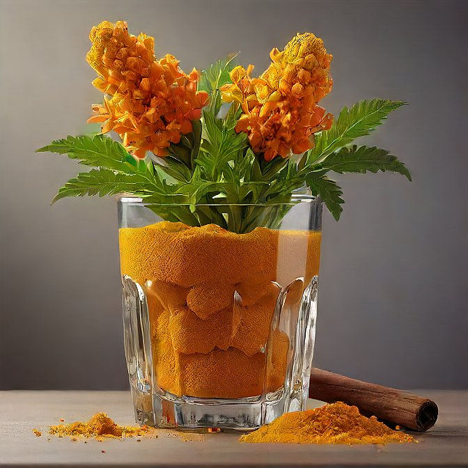 Image of fresh wormwood leaves, turmeric roots, and clove buds, highlighting the natural ingredients used in AntiPar for digestive health.