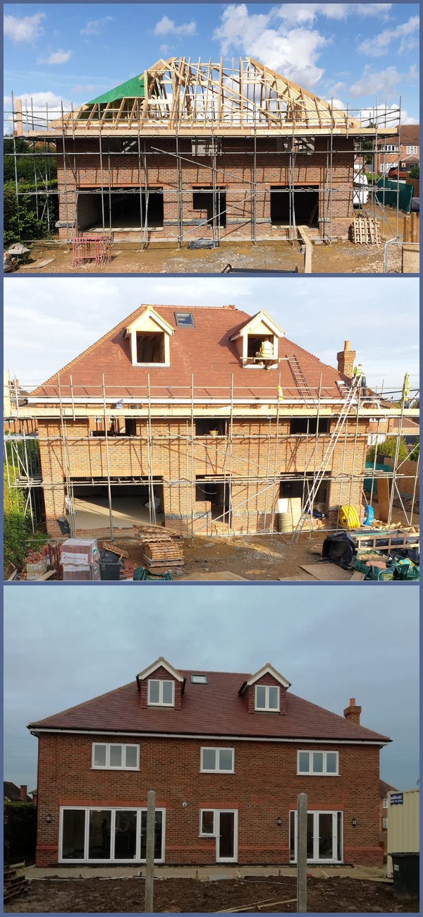 Home extension project before during after