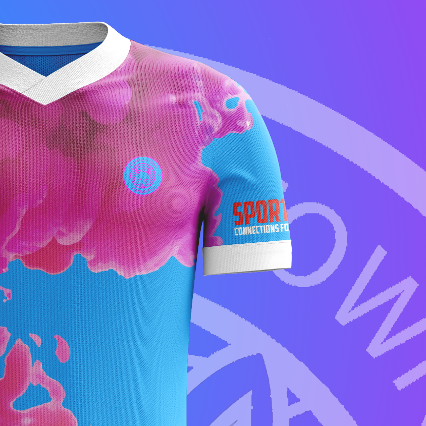 The Sports Connections Foundation logo can be seen here on the sleeve of the away kit