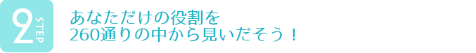 あなただけの役割を260通りの中から見いだそう!