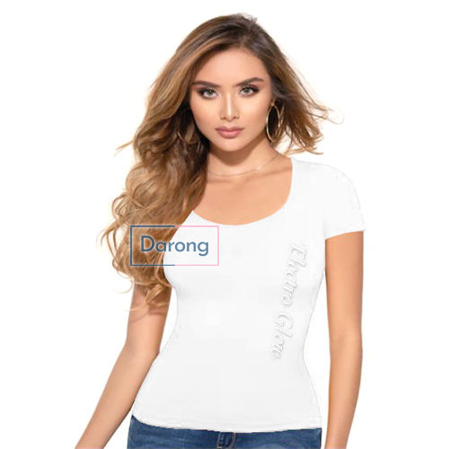 Blusa Blanca Cuello Redondo Manga Corta Darong