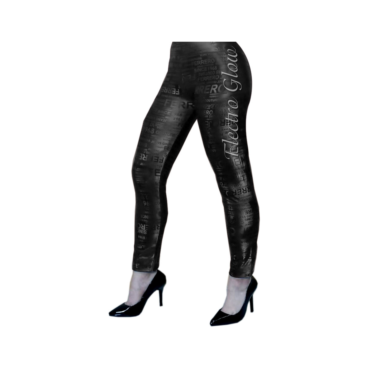 Leggins Reflejante Tipo Vinipiel Negro Térmico Dama