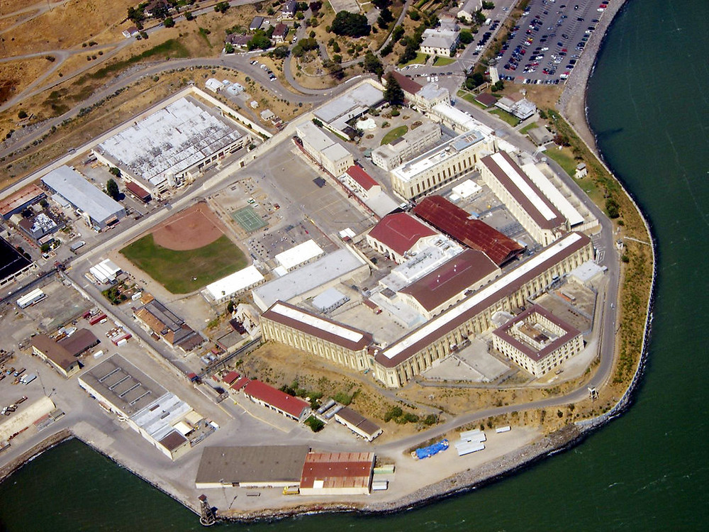 An aerial shot of the San Quentin prison complex