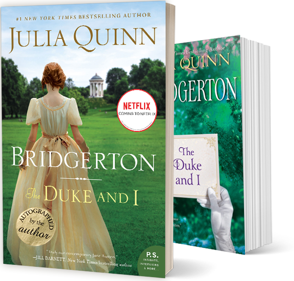 The original book cover and the Bridgerton book cover of "The Duke and I" by Julia Quinn