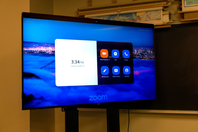 A Zoom board in a classroom