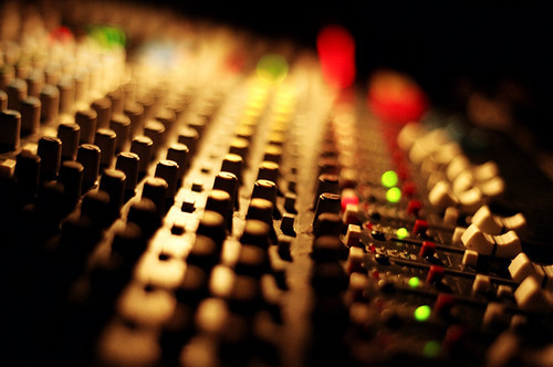 A closeup of a soundboard