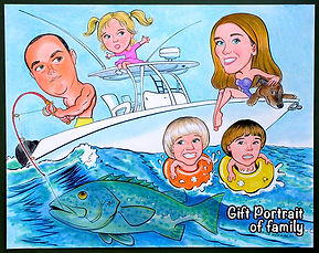 Gift portrait of family fishing.