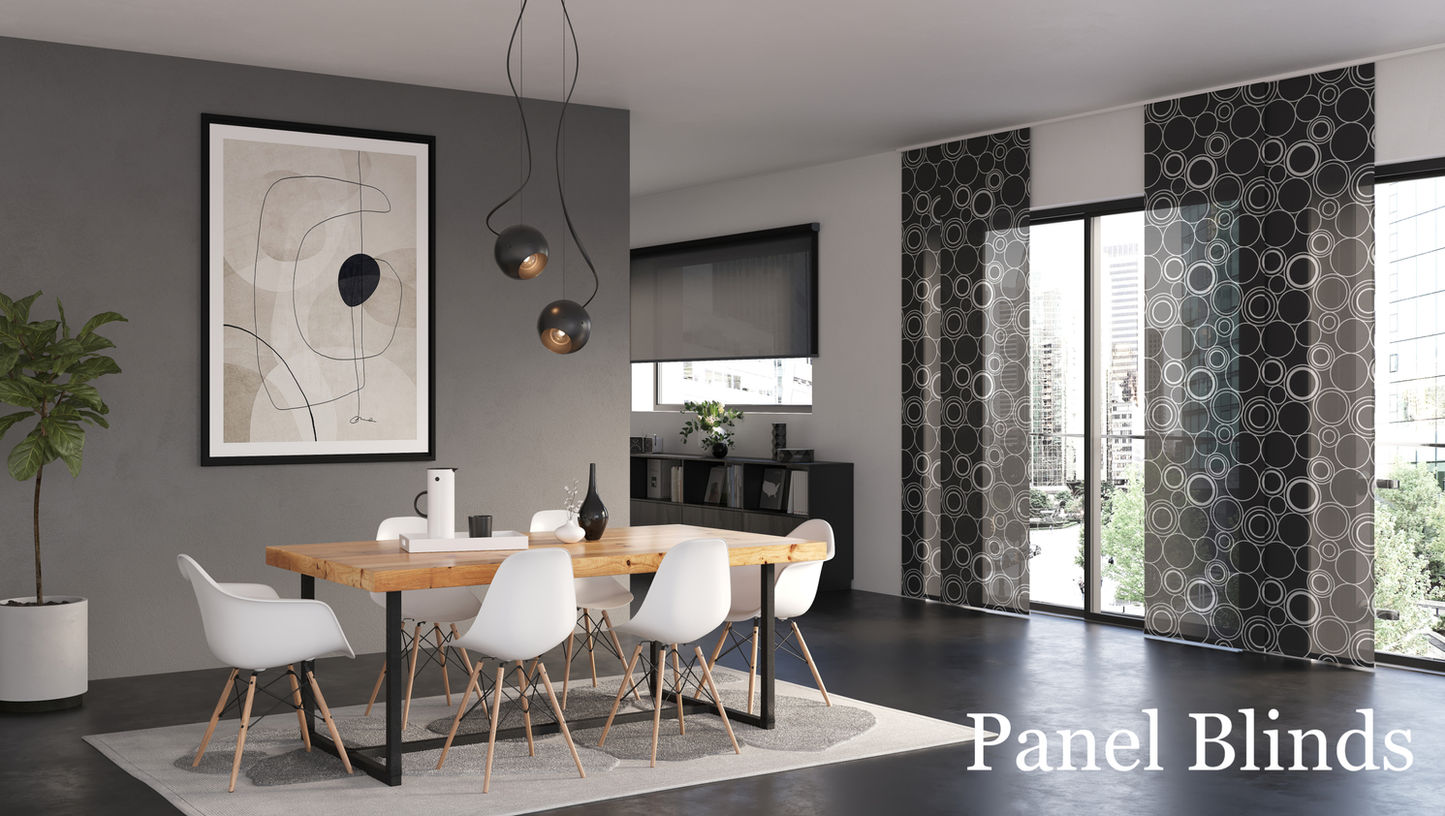 Panel blinds in dining room