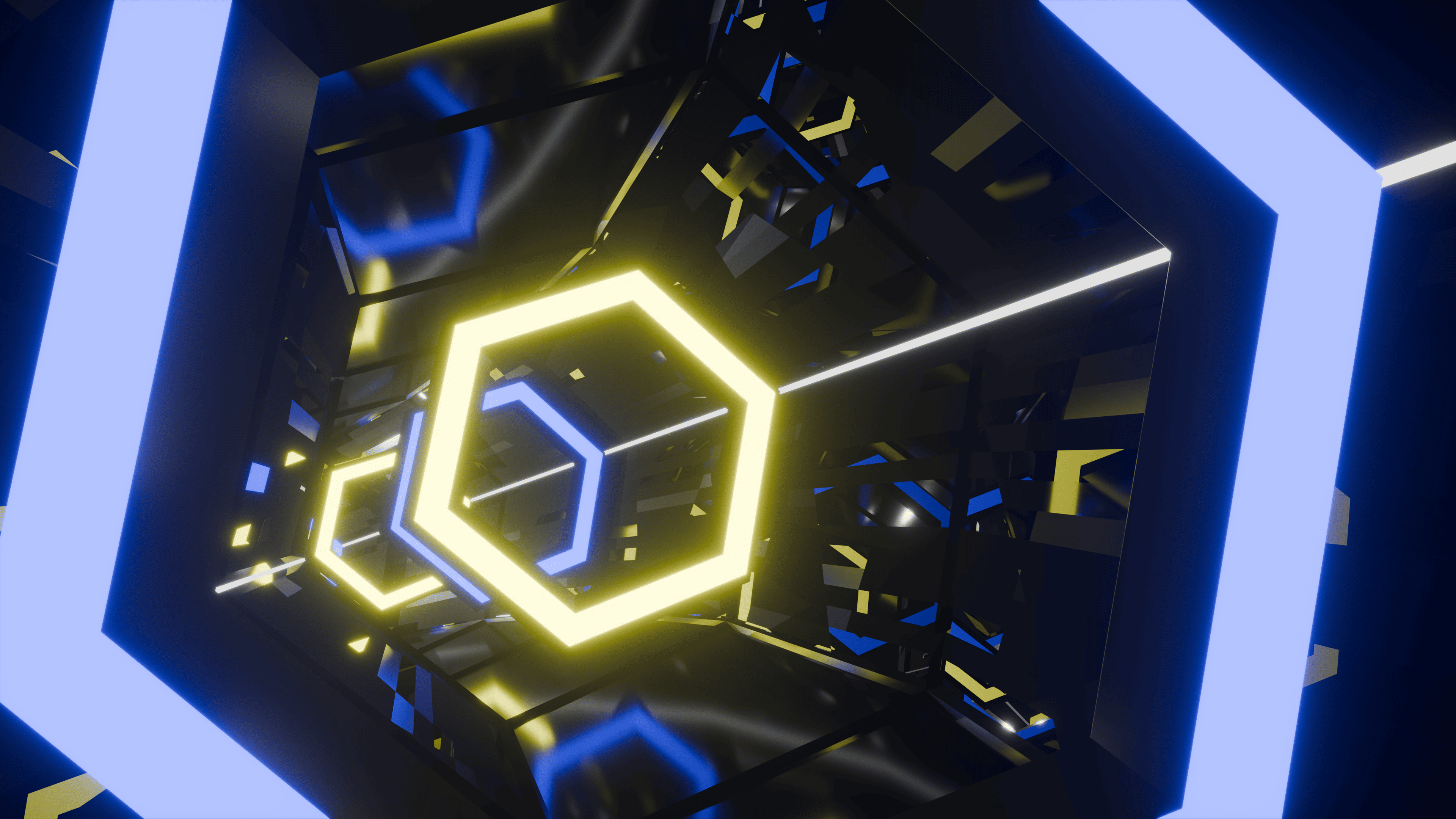 HEXAGON TUNNEL BLUE YELLOW