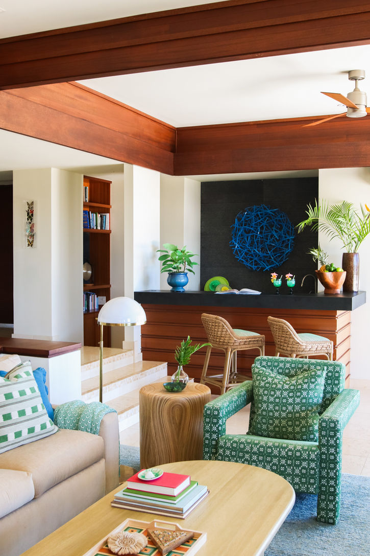 Memento Interior Design Interior Designer Paige Smith Hawaii Dining Room Kitchen Villa Colorful Pattern Wallpaper Remodel Interiors Renovation House