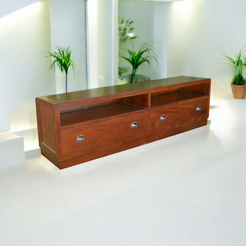 Mueble televisor colonial de madera maciza