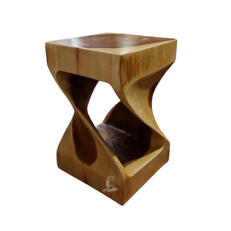 mesita auxiliar taburete rústico de madera maciza de suar