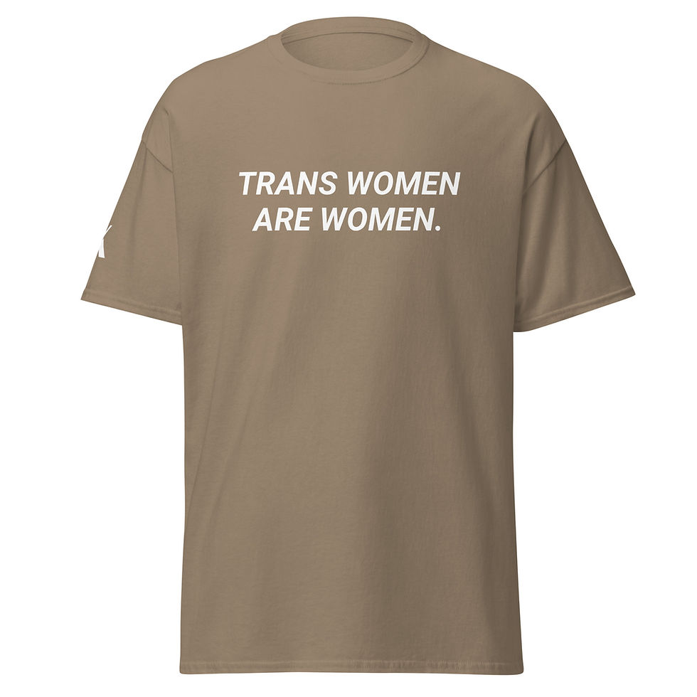 Thumbnail: T-shirt stating "trans women are women" in all capital letters 