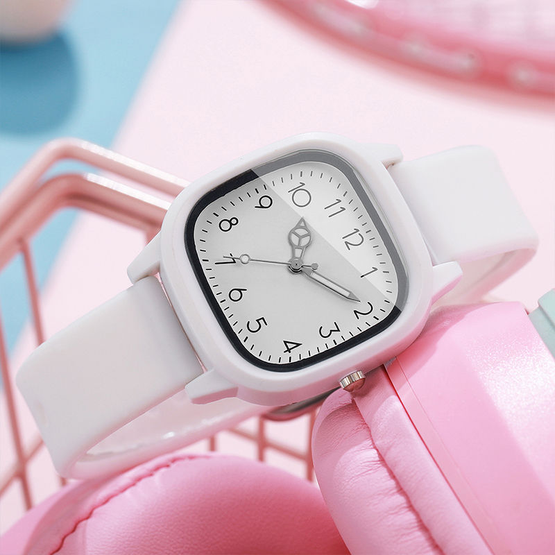 Miniatura: Relógio de pulso feminino com pulseira de silicone, estilo quartzo, mostrador ar