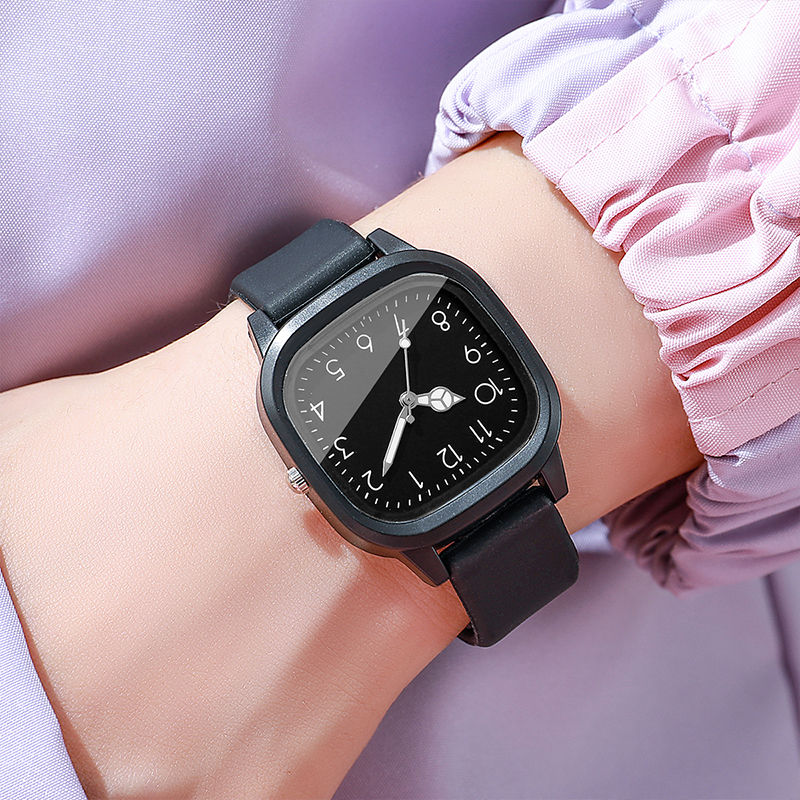 Miniatura: Relógio de pulso feminino com pulseira de silicone, estilo quartzo, mostrador ar
