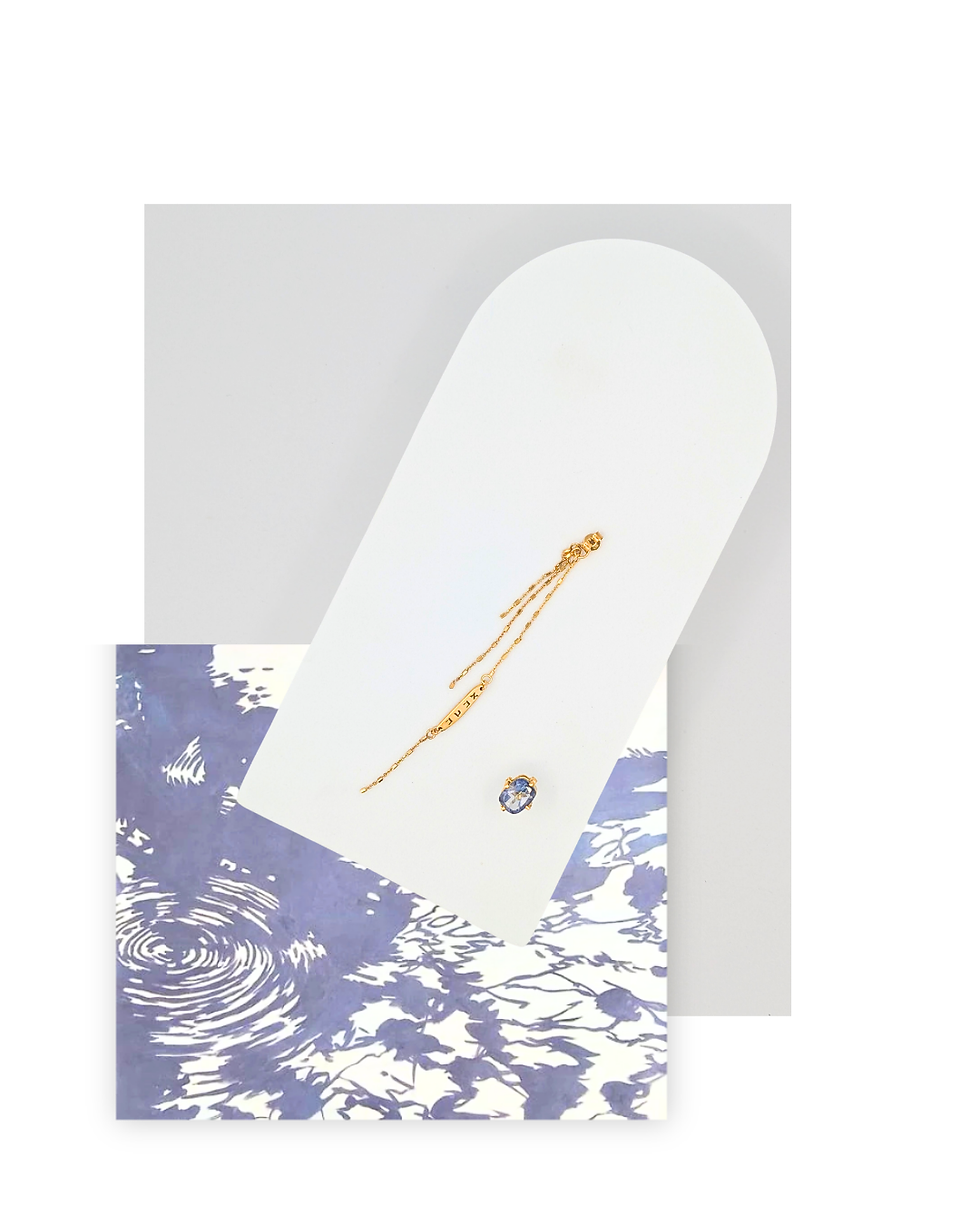 Thumbnail: Ahava | אהבה -  Blue Topaz Hebrew Engraved Earring