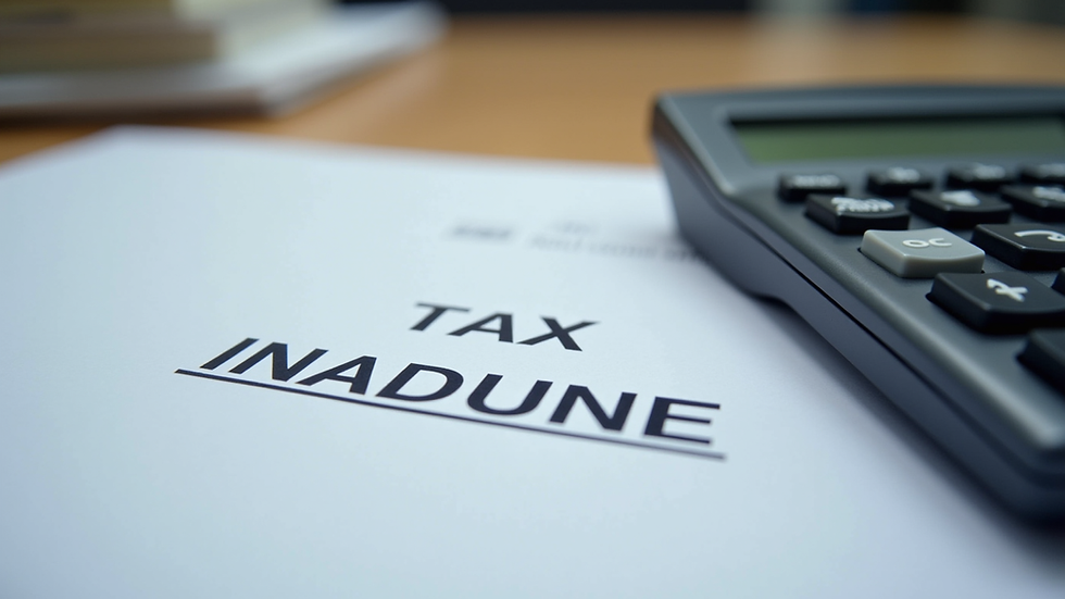 Close-up view of tax documents and calculator on a desk