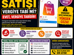 Instagram satışlarının vergiye tabi olduğunu ve vergisiz satış yapanların karşılaşacağı cezaları anlatan SEO uyumlu görsel