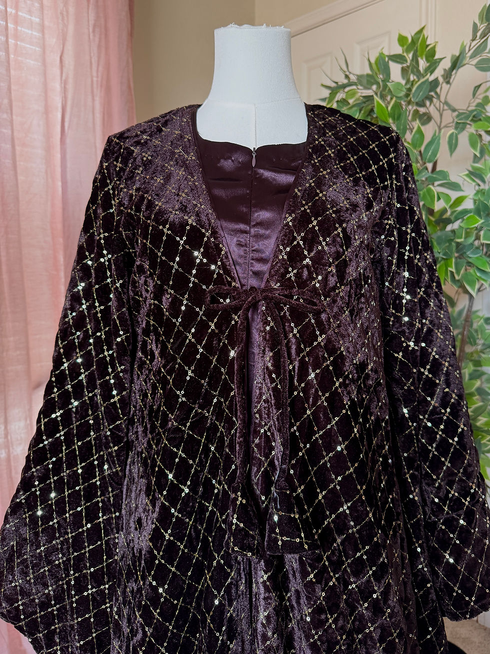 Thumbnail: Velvet Two Piece Mommy and Me Abaya-Chocolate
