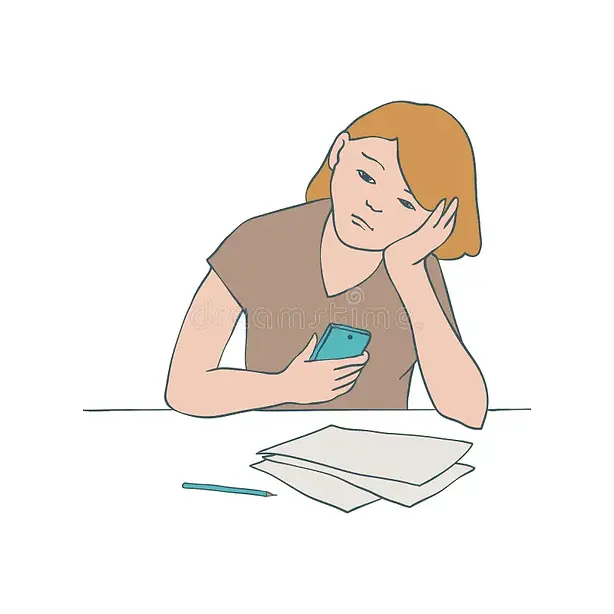 bored-girl-vector-illustration-young-uninterested-woman-sitting-table-leaning-her-head-arm
