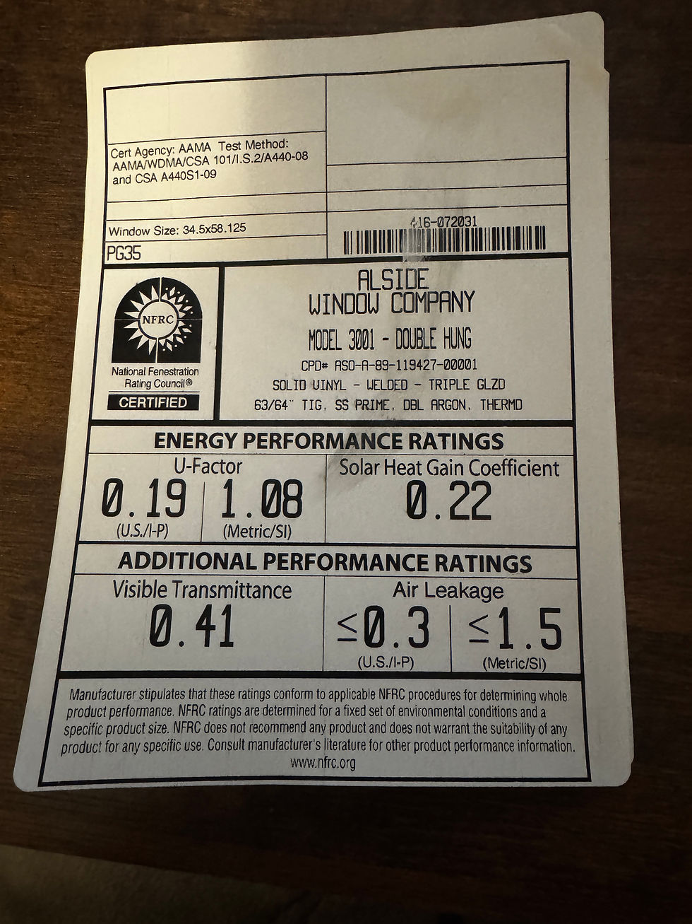 Image of the Label from my Windows.