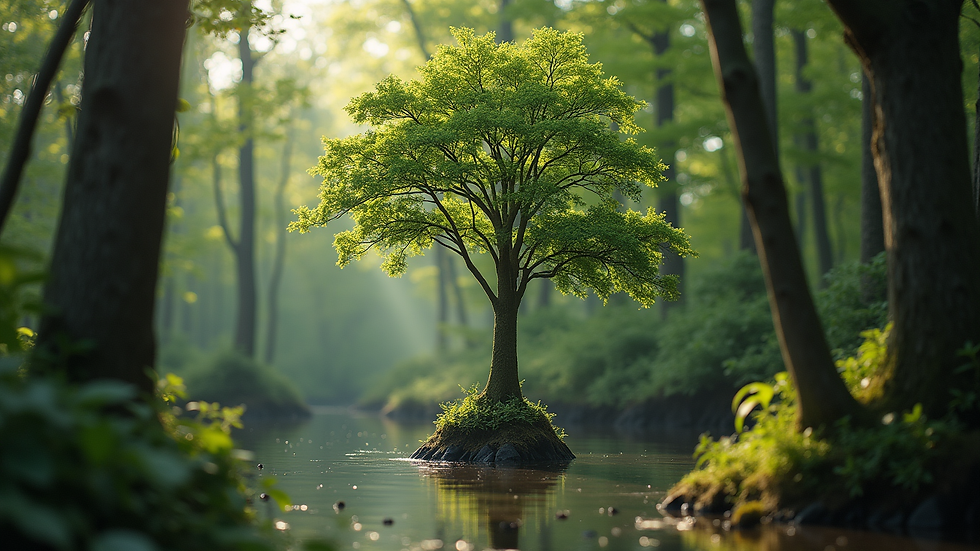 Vue en plongée d’un arbre en pleine forêt symbolisant la compensation carbone