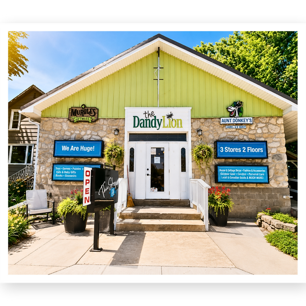 Bruce Peninsula shopping destination in Lion's Head featuring boutique clothing, home décor, gifts, toys, souvenirs, and Canadian-made products at The Shops at 84 Main.