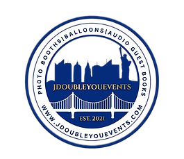 For branding purposes, a copy of the J Double You Events logo in the footer of the website.  This logo is circular and depicts the New York skyline in navy blue with the words J Double You Events inscribed in gold lettering.  The logo includes some of the offerings in text.  For instance:  photo booths, Balloons, Audio Guest Books.  The business was established in 2021.