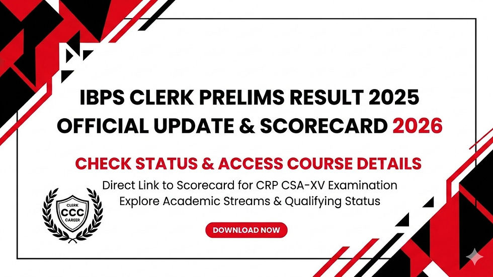 IBPS CLERK PRELIMS RESULT 2026