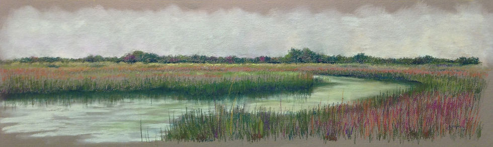 pastel painting of a marsh