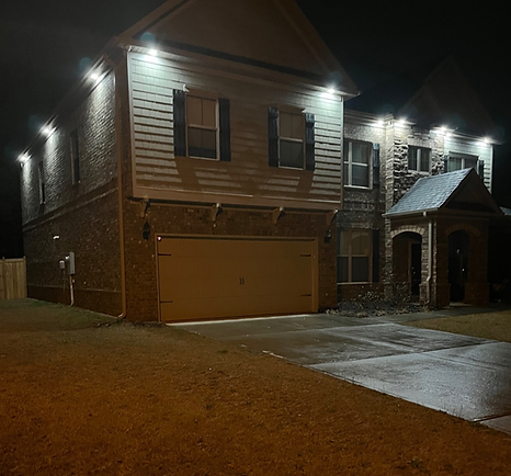 Exterior soffit and garage lighting installed by Casper Electric in Metro Atlanta for bright night visibility.
