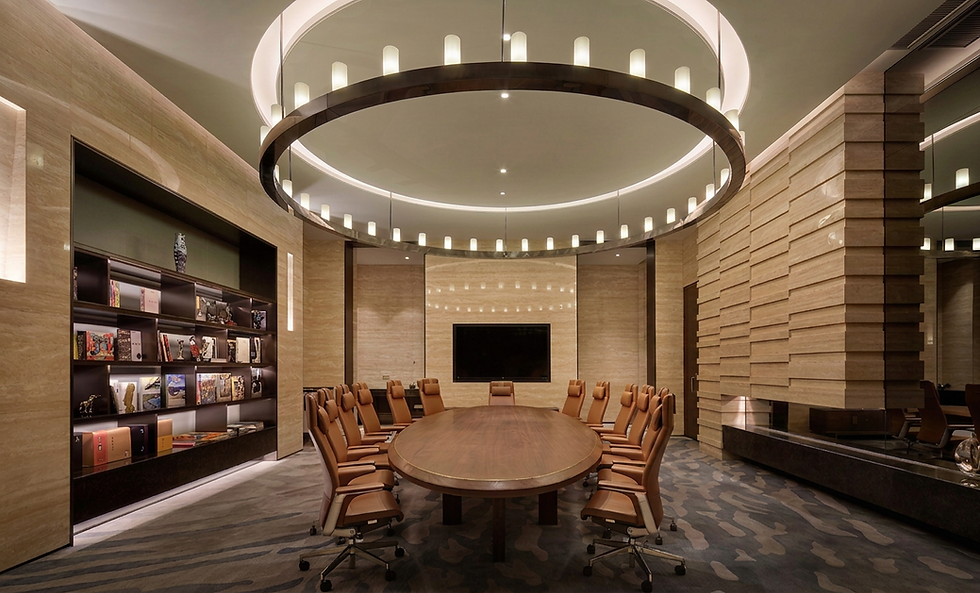 Modern conference room with ASI sandstone wall cladding.
