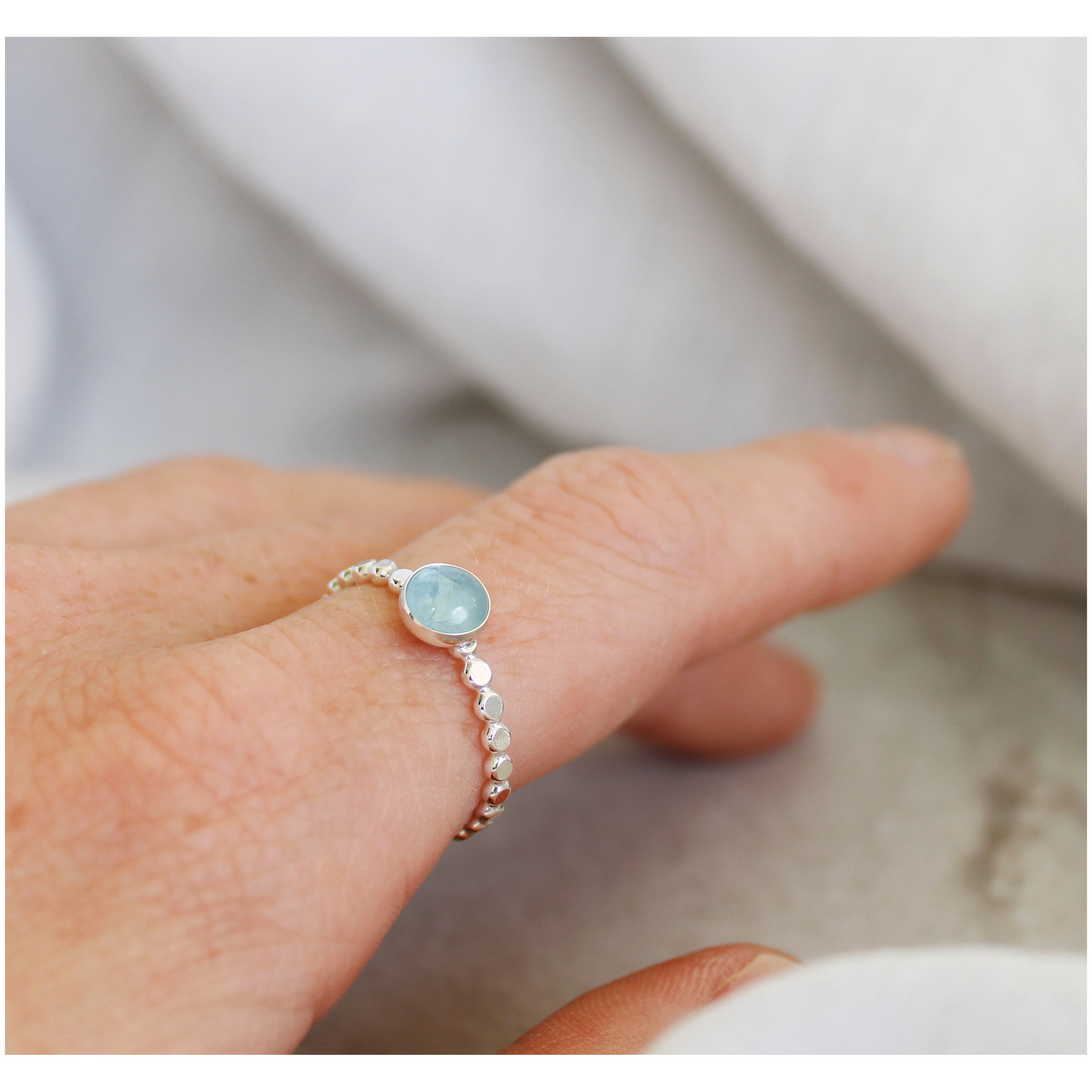 Aquamarine Beaded Ring