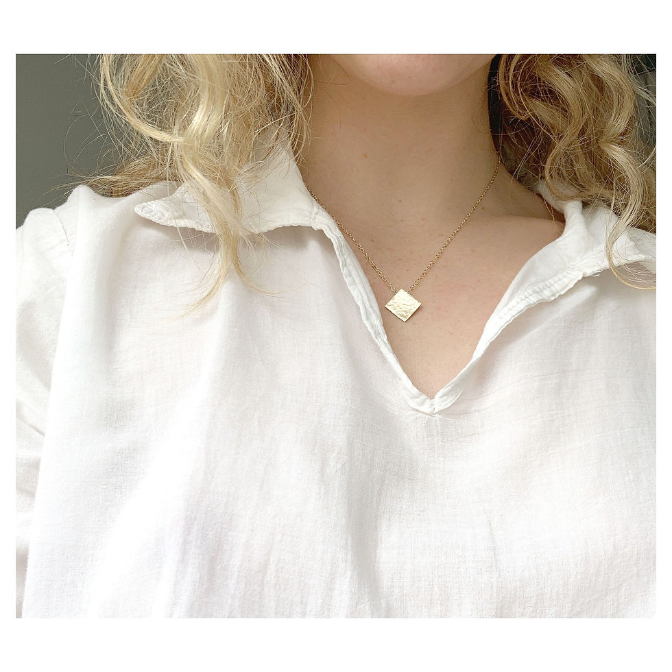 Thumbnail: 9ct Gold Textured Square Necklace