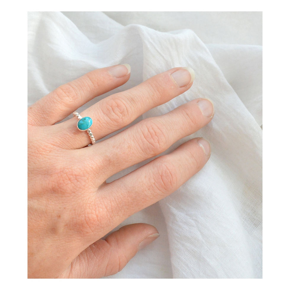 Thumbnail: Oval Turquoise Beaded Ring